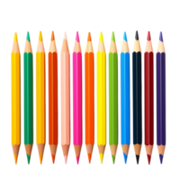 Neatly arranged colorful pencils standing upright with sharp tips png