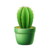 Green cactus plant in a minimalistic pot with sharp spines png
