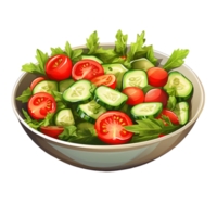 Healthy vegetable salad filled with cucumbers, tomatoes, and leafy greens png