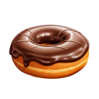 Chocolate glazed donut with a fluffy texture and rich topping png