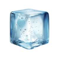 Melting ice cube with clear droplets and tiny air bubbles inside png