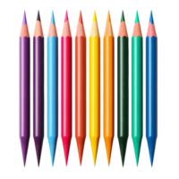 Set of vibrant sharpened pencils arranged neatly in a colorful fan shape png