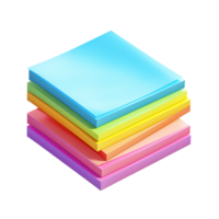 Colorful stack of sticky notes arranged neatly in a square block png