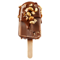 Delicious Chocolate Ice Cream Bar Topped with Chopped Nuts and Drizzled Chocolate png