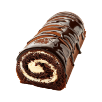 Chocolate Cake Roll with Creamy Filling and Ganache Drizzle png