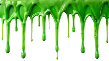 Bright Green Slime Dripping Downwards on Black Background Viscous Gooey Substance png