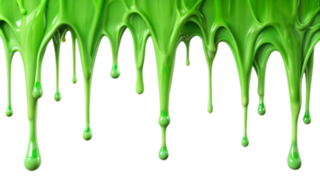 Bright Green Slime Dripping Downwards on Black Background. Viscous Gooey Substance png