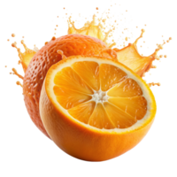 Fresh Orange Juice Splash with Whole Oranges and Orange Slice png