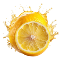 Fresh Lemon and Orange Slices with Splashing Juice png