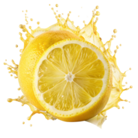 Refreshing Lemon Splash A vibrant image of juicy lemons and a burst of citrusy goodness png