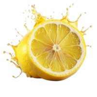 Juicy Lemon Slices with Splashing Citrus Juice png