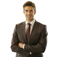 Portrait of a Confident and Successful Businessman in a Brown Pinstripe Suit png