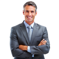 Portrait of a Successful and Confident Businessman in a Gray Suit png