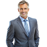 Portrait of a Successful and Confident MiddleAged Businessman in a Gray Pinstripe Suit png