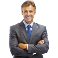 Portrait of a Successful and Confident MiddleAged Businessman in a Gray Suit png