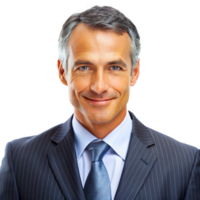 Portrait of a Confident and Successful MiddleAged Businessman in a Pinstripe Suit png