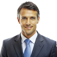 Portrait of a Handsome Smiling Businessman in a blue Pinstripe Suit png