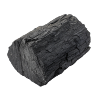 A CloseUp View of a Single Piece of Black Charcoal Briquette Against a Black Background png