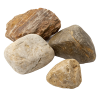 Collection of Four Smooth River Rocks Showing Variations in Color and Texture png