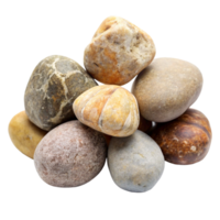 A Collection of Smooth River Rocks in Various Earthy Tones png