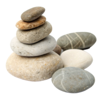 Stack of Smooth Beach Stones Balanced in a Pyramid Shape on Black Background png