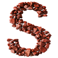 Red Stone Letter S 3D Render High Resolution Alphabet Rock Texture png