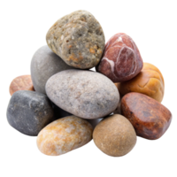 A Collection of Smooth River Rocks in Varied Colors and Textures png
