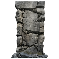 A Tall Vertical Stack of Cracked and Weathered Grey Stones Forming a Unique Rock Structure png