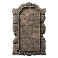 Ancient Stone Plaque with Ornate Frame and Rough Texture png