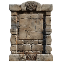 Ancient Stone Wall Frame with Intricate Carvings Blank Plaque for Text or Image png