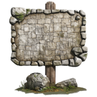 Rustic Stone Signpost Blank Template for Fantasy Game Design or Medieval Background png
