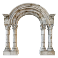 A majestic stone archway with weathered columns and intricate detailing, reminiscent of ancient Roman or Greek architecture png