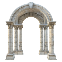 Elegant Classical Stone Archway with Fluted Columns and Intricate Carving png