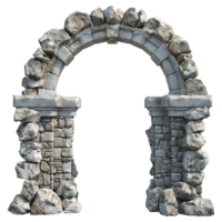 Ancient Stone Archway Ruins Architectural Structure 3D Render png