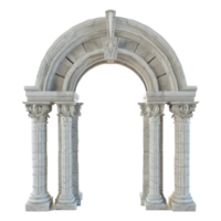 Grand Architectural Stone Archway with Fluted Columns and Intricate Carvings png