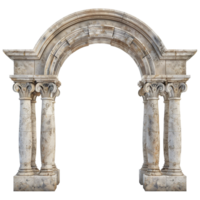 Elegant Stone Archway with Classical Columns and Intricate Details png