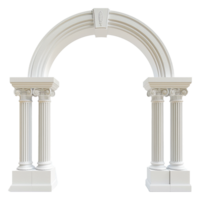 Elegant White Classical Archway with Fluted Columns and Intricate Stonework png