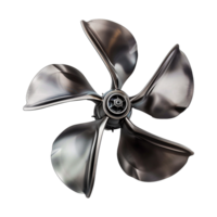 Five bladed metallic propeller isolated on white background 3D rendering png