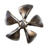 Closeup view of a fiveblade propeller showing intricate details and metallic texture png