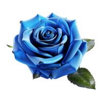 Stunning 3D Render of a Single Blue Rose with Dew Drops png