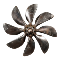 A Detailed Closeup of a Large EightBladed Ship Propeller with Weathered Metal Finish png