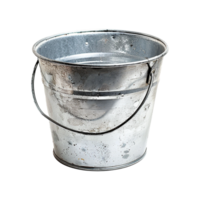 A weathered galvanized metal bucket with a wire handle, showing signs of age and use png