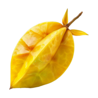 Closeup view of a ripe star fruit showing its vibrant yellow color and distinct fivepointed star shape png