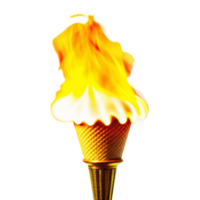 Flaming Ice Cream Cone Torch Burning Brightly on Black Background A Surreal and Striking Image png