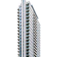 Modern Highrise Apartment Building with Numerous Balconies and Windows png