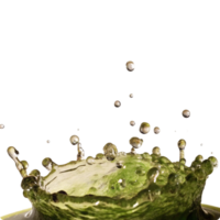 Astonishing Closeup of Green Liquid Splashing with Multiple Droplets Against a Black Background png