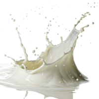 Dynamic Milk Splash with Creamy Texture and Airy Droplets against Black Background png