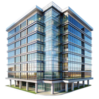 A Modern Glass Office Building Architectural Design Rendering png