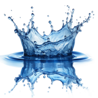 Stunning Water Splash Crown Reflection Image High Resolution Blue Liquid png