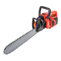 Red and Black Chainsaw with Sharp Teeth for Cutting Wood png